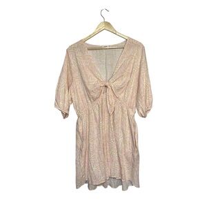 Cotton On Women’s Sun Dress V-Neck flow Shirt Dress Pink W/ Pockets Size 14